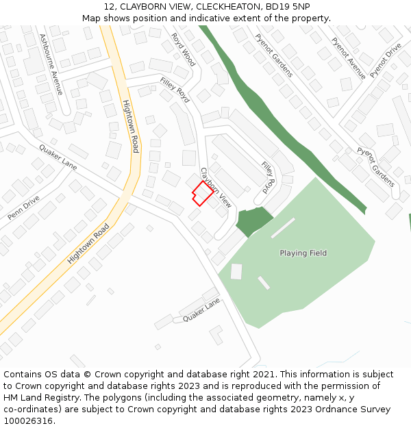 12, CLAYBORN VIEW, CLECKHEATON, BD19 5NP: Location map and indicative extent of plot