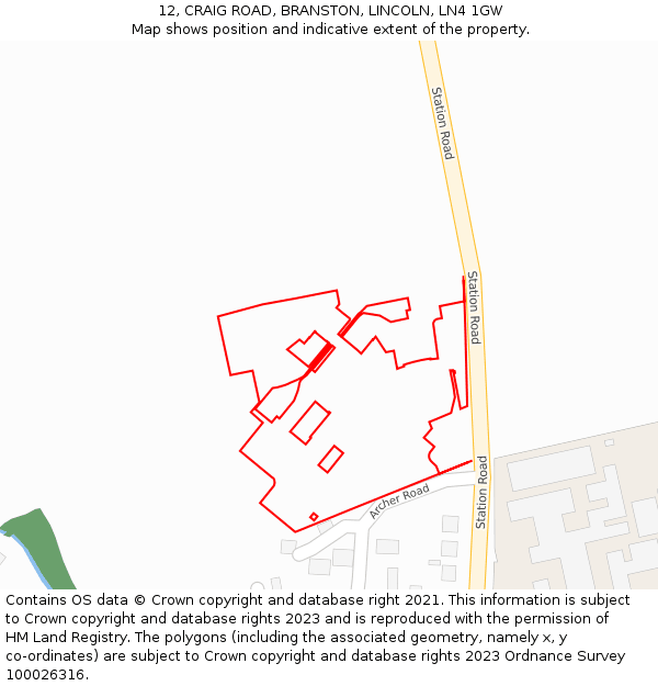 12, CRAIG ROAD, BRANSTON, LINCOLN, LN4 1GW: Location map and indicative extent of plot