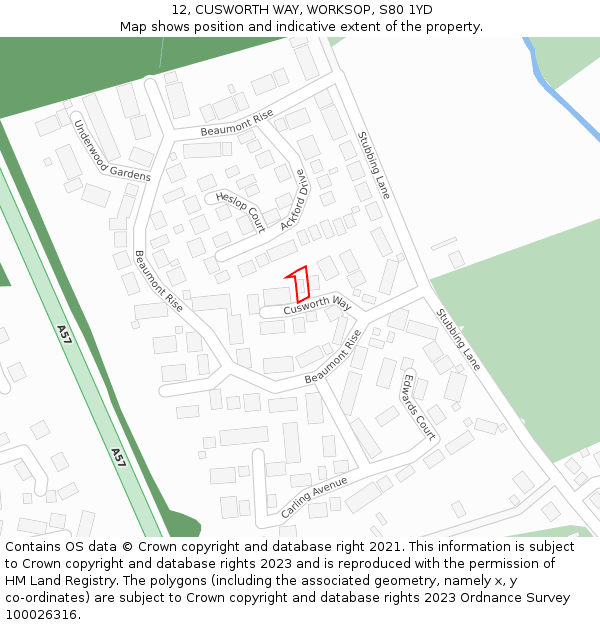 12, CUSWORTH WAY, WORKSOP, S80 1YD: Location map and indicative extent of plot