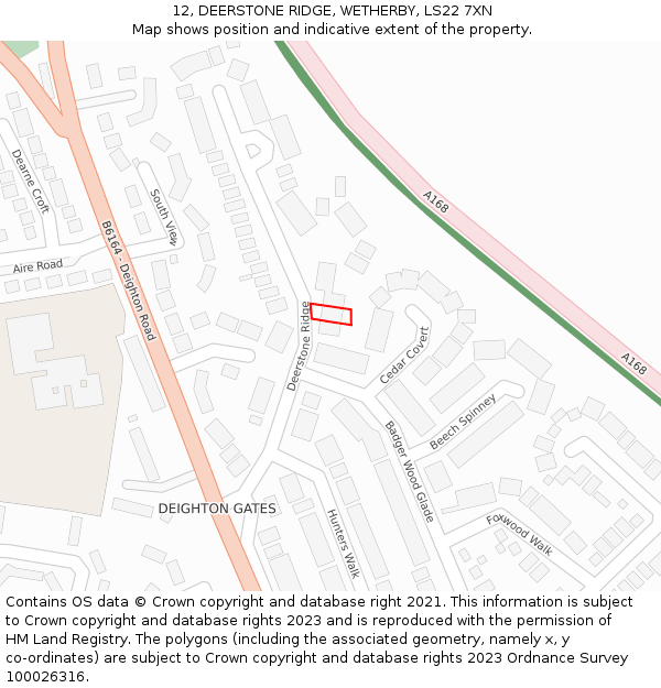 12, DEERSTONE RIDGE, WETHERBY, LS22 7XN: Location map and indicative extent of plot