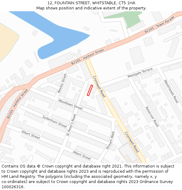 12, FOUNTAIN STREET, WHITSTABLE, CT5 1HA: Location map and indicative extent of plot