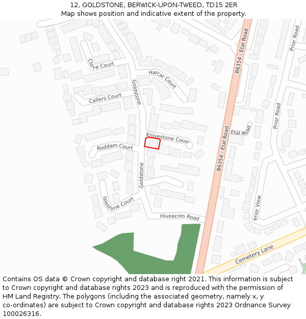 12, GOLDSTONE, BERWICK-UPON-TWEED, TD15 2ER: Location map and indicative extent of plot