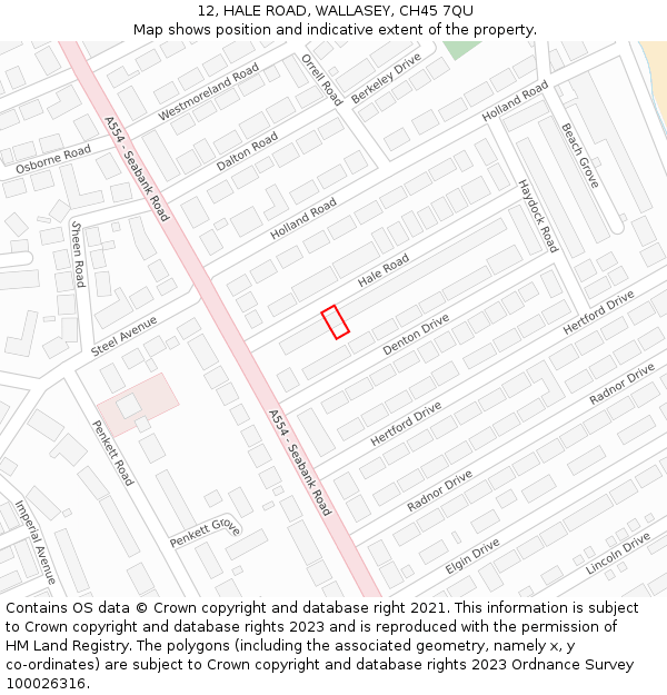 12, HALE ROAD, WALLASEY, CH45 7QU: Location map and indicative extent of plot