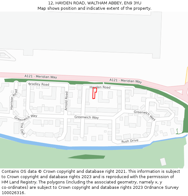 12, HAYDEN ROAD, WALTHAM ABBEY, EN9 3YU: Location map and indicative extent of plot
