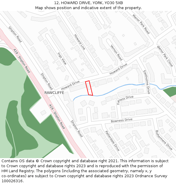 12, HOWARD DRIVE, YORK, YO30 5XB: Location map and indicative extent of plot