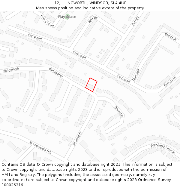 12, ILLINGWORTH, WINDSOR, SL4 4UP: Location map and indicative extent of plot