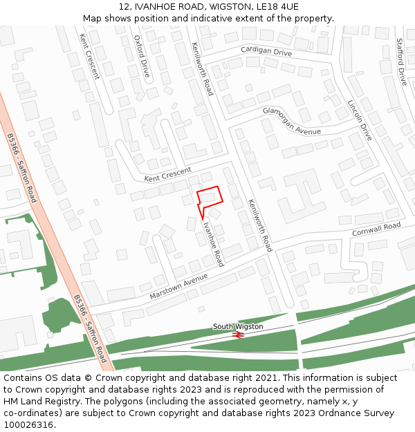 12, IVANHOE ROAD, WIGSTON, LE18 4UE: Location map and indicative extent of plot