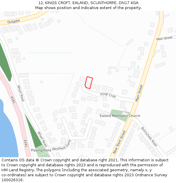12, KINGS CROFT, EALAND, SCUNTHORPE, DN17 4GA: Location map and indicative extent of plot