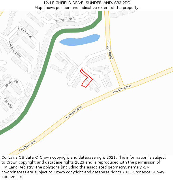 12, LEIGHFIELD DRIVE, SUNDERLAND, SR3 2DD: Location map and indicative extent of plot