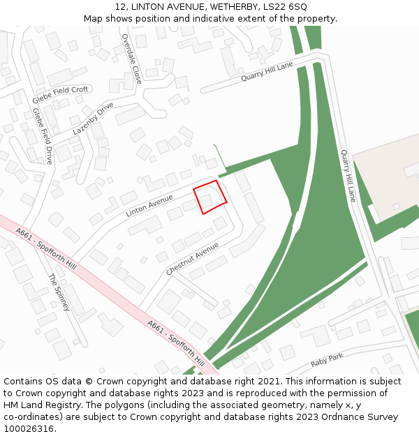 12, LINTON AVENUE, WETHERBY, LS22 6SQ: Location map and indicative extent of plot