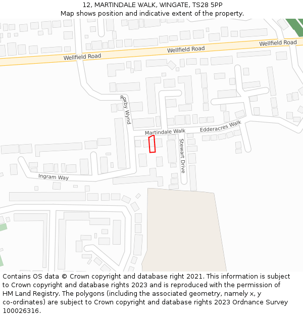 12, MARTINDALE WALK, WINGATE, TS28 5PP: Location map and indicative extent of plot