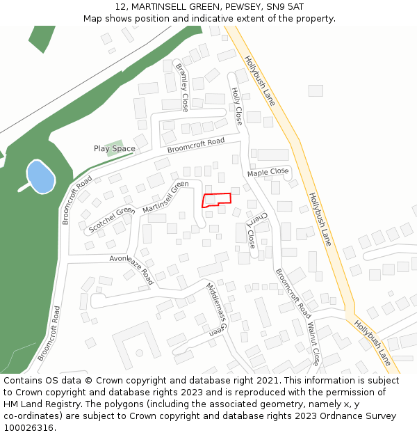 12, MARTINSELL GREEN, PEWSEY, SN9 5AT: Location map and indicative extent of plot