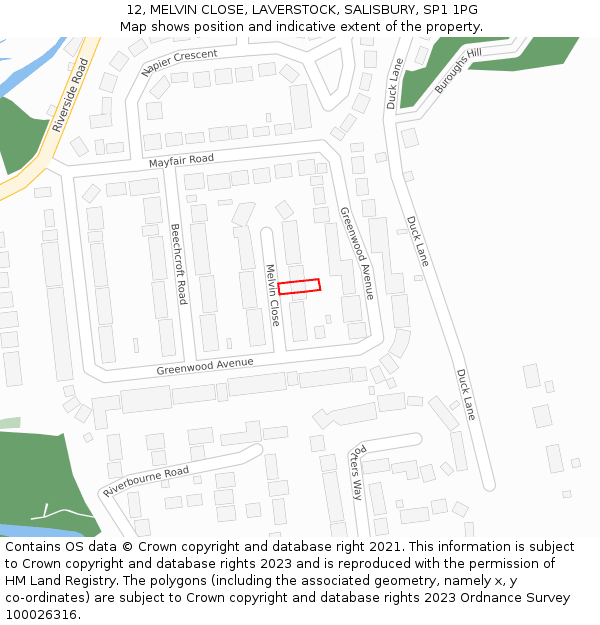 12, MELVIN CLOSE, LAVERSTOCK, SALISBURY, SP1 1PG: Location map and indicative extent of plot