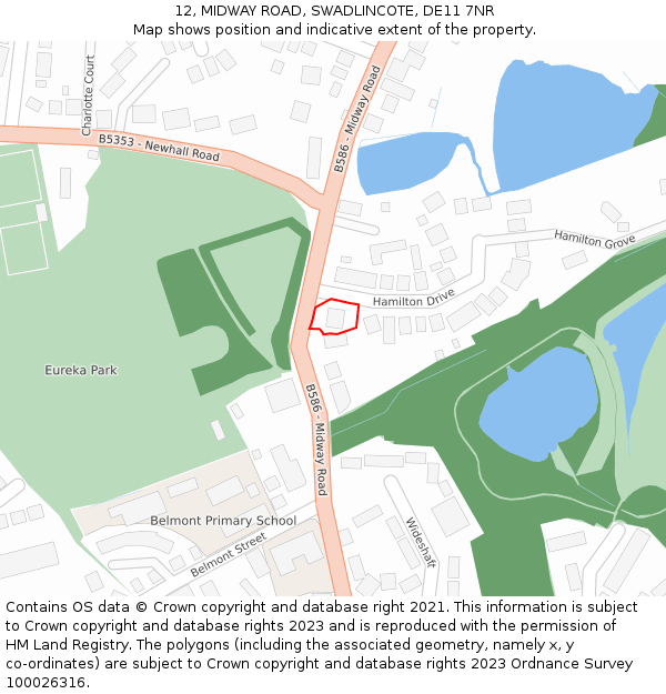 12, MIDWAY ROAD, SWADLINCOTE, DE11 7NR: Location map and indicative extent of plot