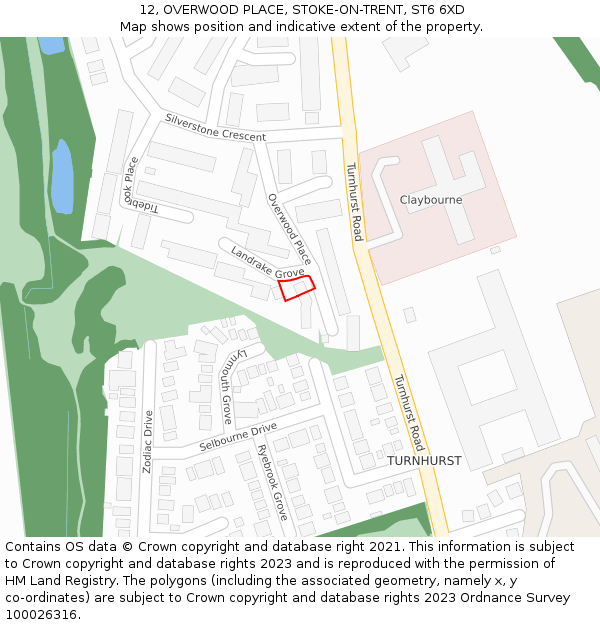 12, OVERWOOD PLACE, STOKE-ON-TRENT, ST6 6XD: Location map and indicative extent of plot