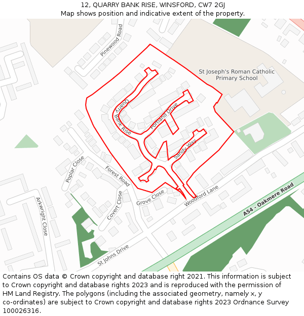 12, QUARRY BANK RISE, WINSFORD, CW7 2GJ: Location map and indicative extent of plot