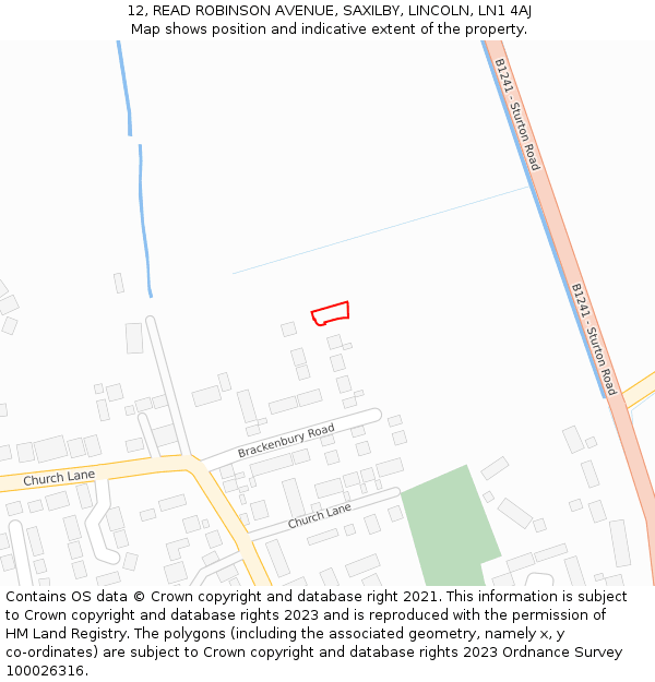 12, READ ROBINSON AVENUE, SAXILBY, LINCOLN, LN1 4AJ: Location map and indicative extent of plot