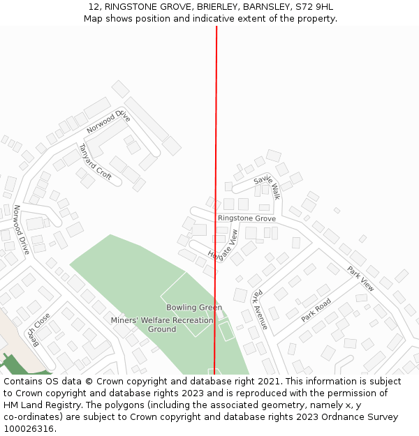 12, RINGSTONE GROVE, BRIERLEY, BARNSLEY, S72 9HL: Location map and indicative extent of plot