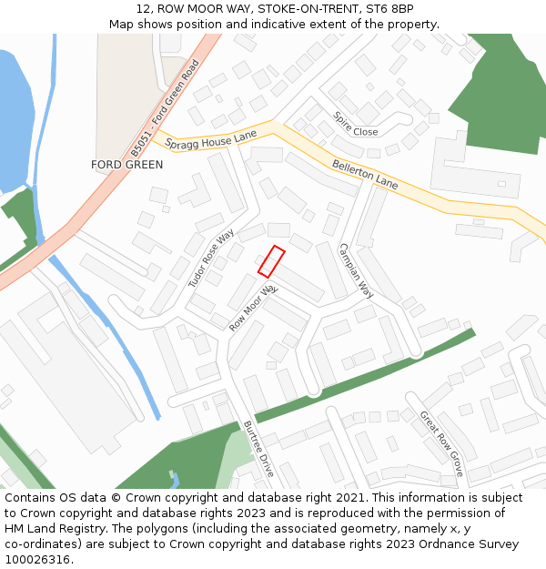 12, ROW MOOR WAY, STOKE-ON-TRENT, ST6 8BP: Location map and indicative extent of plot
