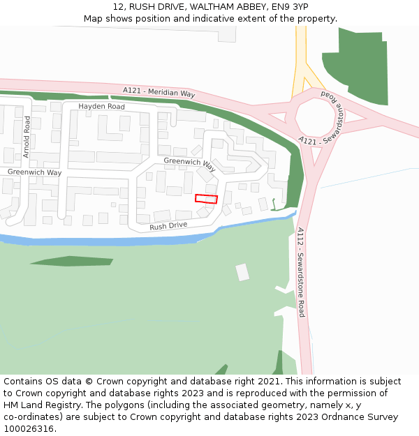 12, RUSH DRIVE, WALTHAM ABBEY, EN9 3YP: Location map and indicative extent of plot