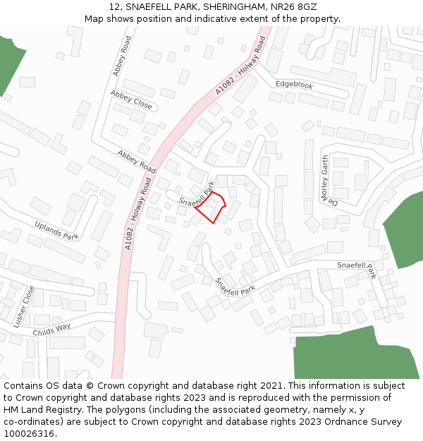 12, SNAEFELL PARK, SHERINGHAM, NR26 8GZ: Location map and indicative extent of plot