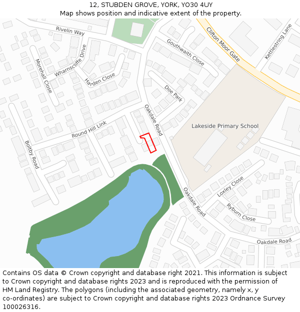 12, STUBDEN GROVE, YORK, YO30 4UY: Location map and indicative extent of plot