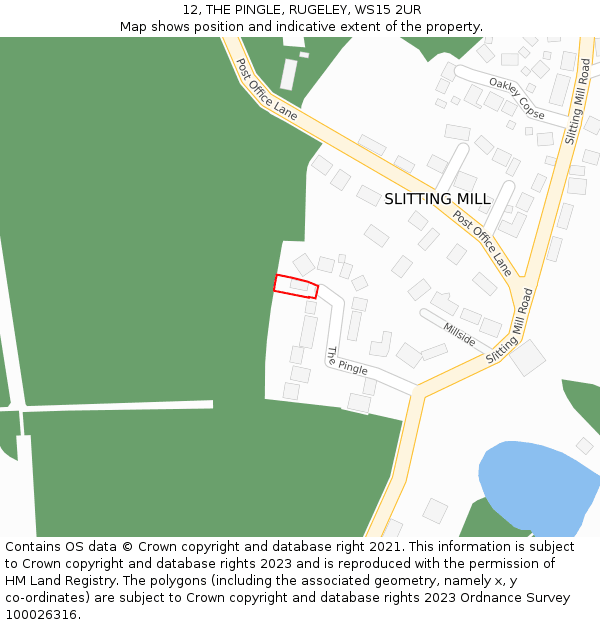 12, THE PINGLE, RUGELEY, WS15 2UR: Location map and indicative extent of plot