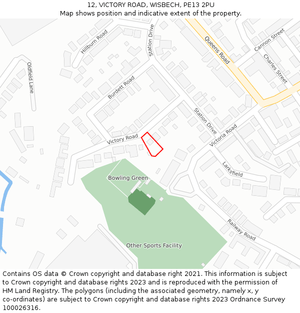 12, VICTORY ROAD, WISBECH, PE13 2PU: Location map and indicative extent of plot