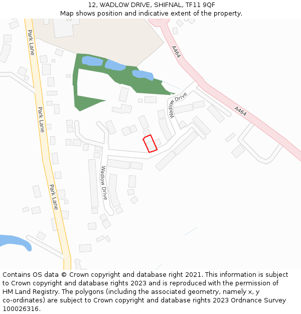12, WADLOW DRIVE, SHIFNAL, TF11 9QF: Location map and indicative extent of plot