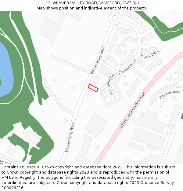 12, WEAVER VALLEY ROAD, WINSFORD, CW7 3JU: Location map and indicative extent of plot