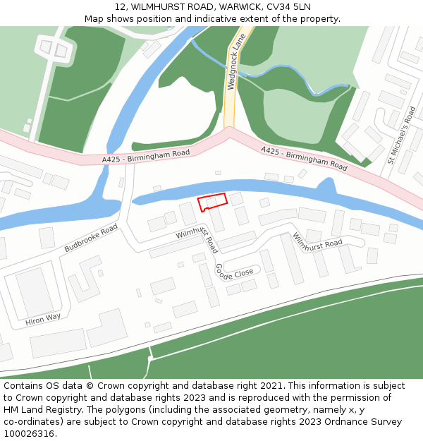 12, WILMHURST ROAD, WARWICK, CV34 5LN: Location map and indicative extent of plot