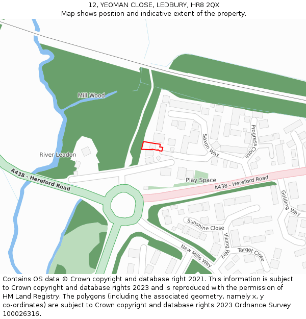 12, YEOMAN CLOSE, LEDBURY, HR8 2QX: Location map and indicative extent of plot