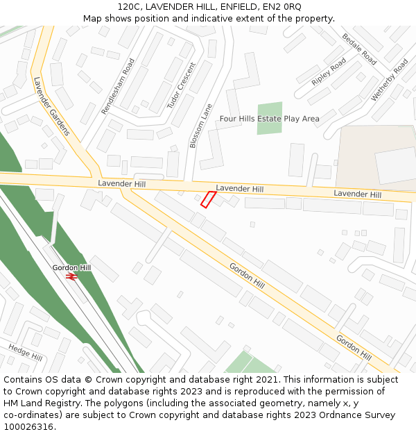 120C, LAVENDER HILL, ENFIELD, EN2 0RQ: Location map and indicative extent of plot