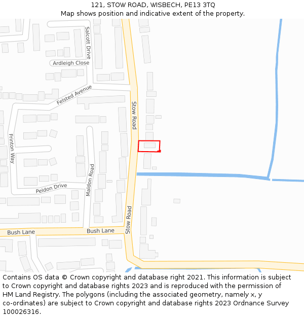 121, STOW ROAD, WISBECH, PE13 3TQ: Location map and indicative extent of plot