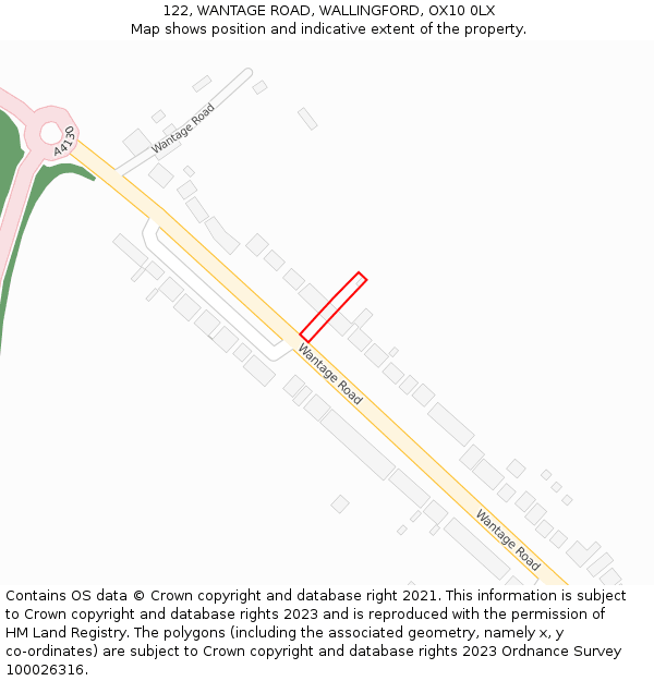 122, WANTAGE ROAD, WALLINGFORD, OX10 0LX: Location map and indicative extent of plot