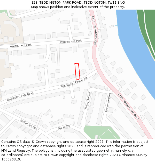 123, TEDDINGTON PARK ROAD, TEDDINGTON, TW11 8NG: Location map and indicative extent of plot