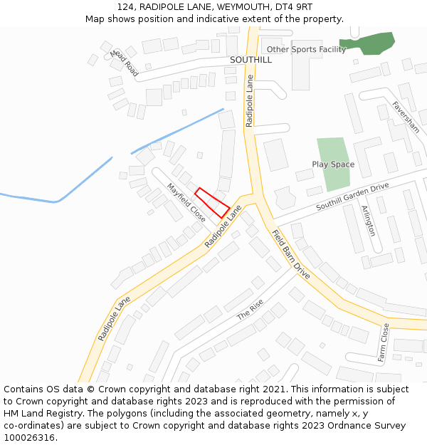 124, RADIPOLE LANE, WEYMOUTH, DT4 9RT: Location map and indicative extent of plot