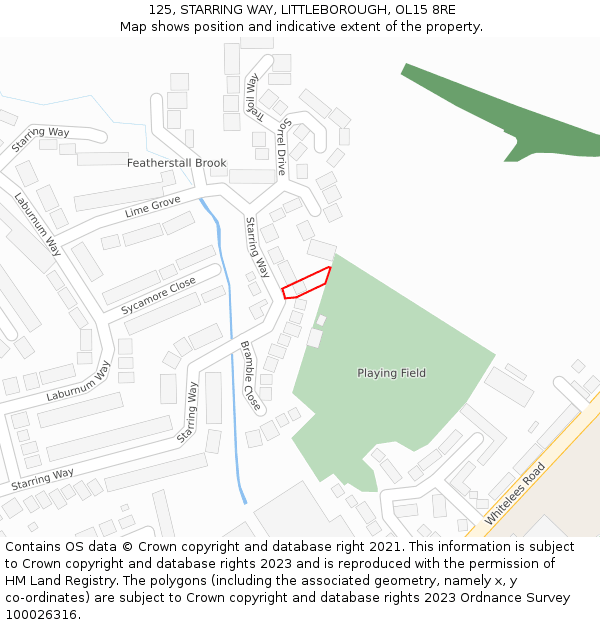 125, STARRING WAY, LITTLEBOROUGH, OL15 8RE: Location map and indicative extent of plot