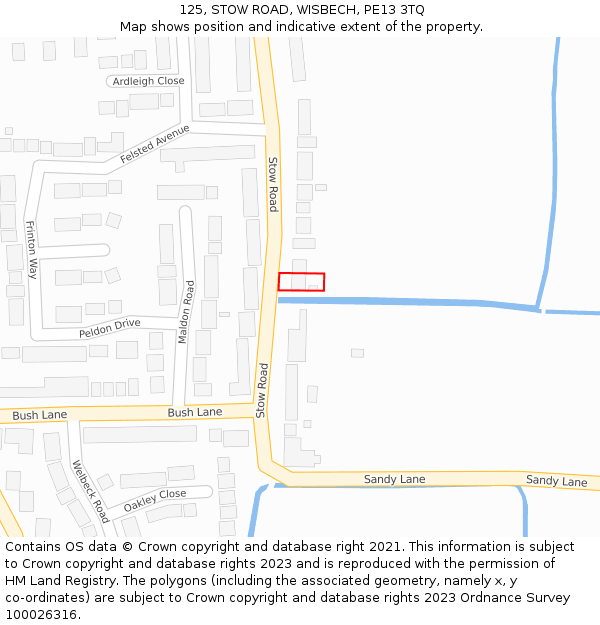 125, STOW ROAD, WISBECH, PE13 3TQ: Location map and indicative extent of plot