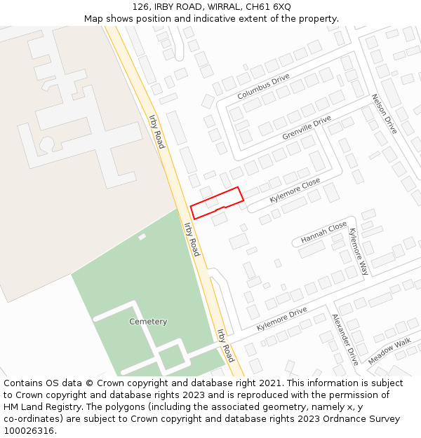 126, IRBY ROAD, WIRRAL, CH61 6XQ: Location map and indicative extent of plot