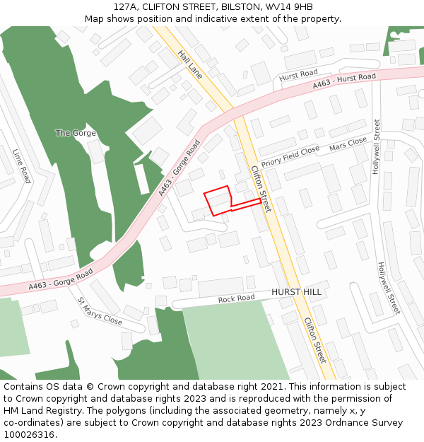 127A, CLIFTON STREET, BILSTON, WV14 9HB: Location map and indicative extent of plot
