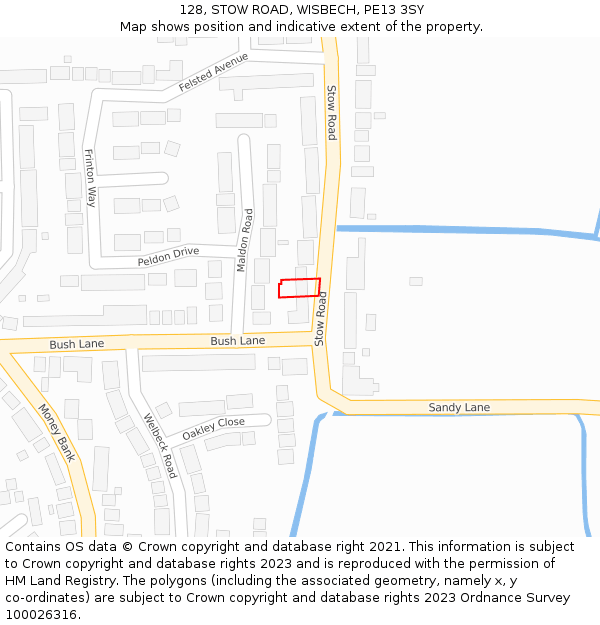 128, STOW ROAD, WISBECH, PE13 3SY: Location map and indicative extent of plot