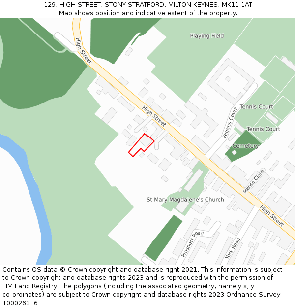 129, HIGH STREET, STONY STRATFORD, MILTON KEYNES, MK11 1AT: Location map and indicative extent of plot