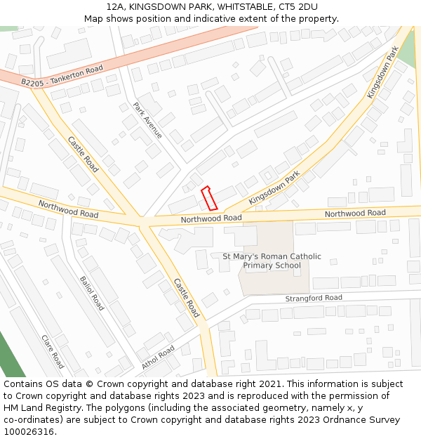 12A, KINGSDOWN PARK, WHITSTABLE, CT5 2DU: Location map and indicative extent of plot