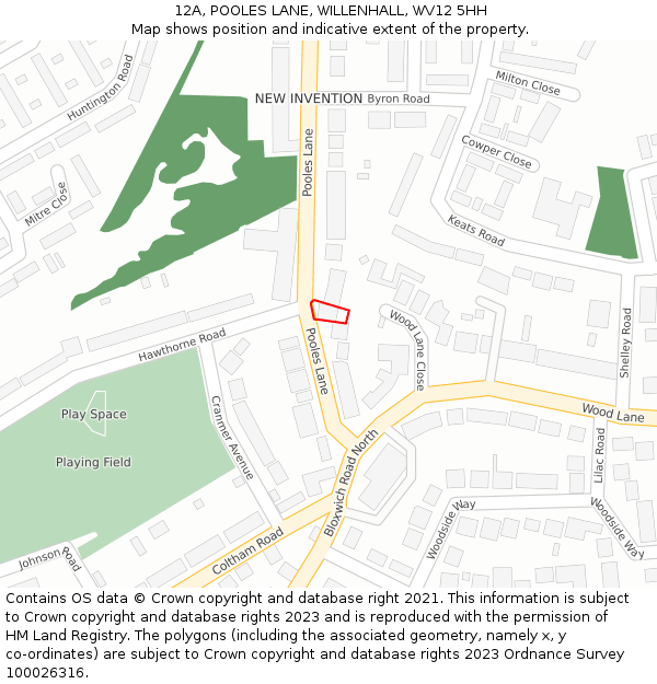 12A, POOLES LANE, WILLENHALL, WV12 5HH: Location map and indicative extent of plot