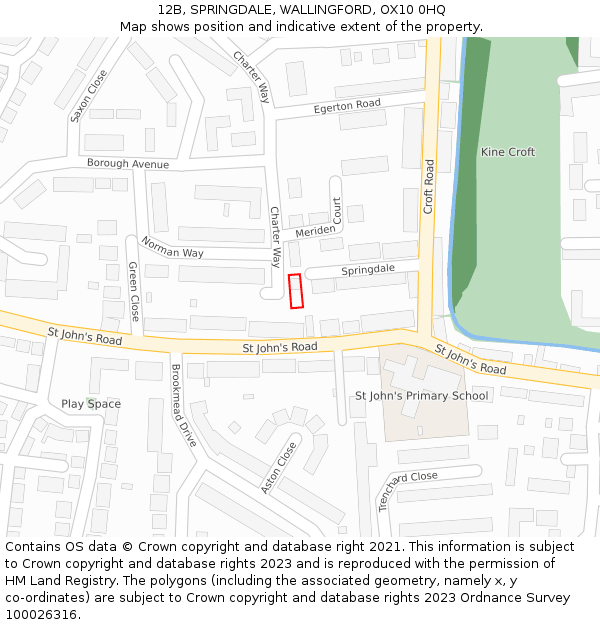 12B, SPRINGDALE, WALLINGFORD, OX10 0HQ: Location map and indicative extent of plot