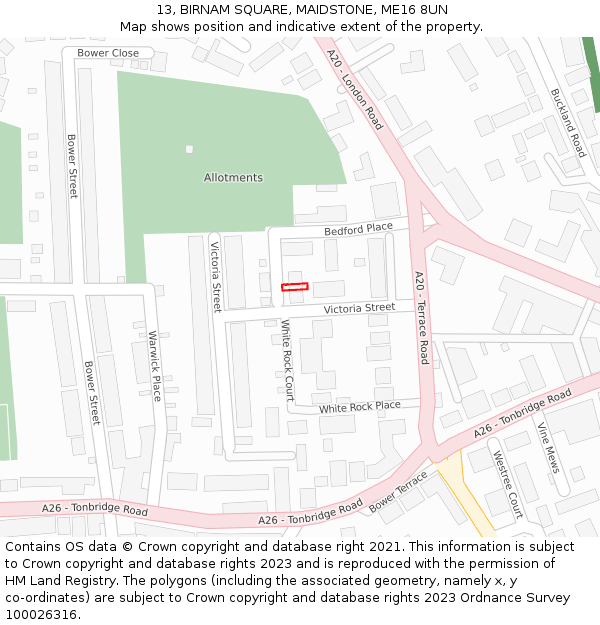 13, BIRNAM SQUARE, MAIDSTONE, ME16 8UN: Location map and indicative extent of plot