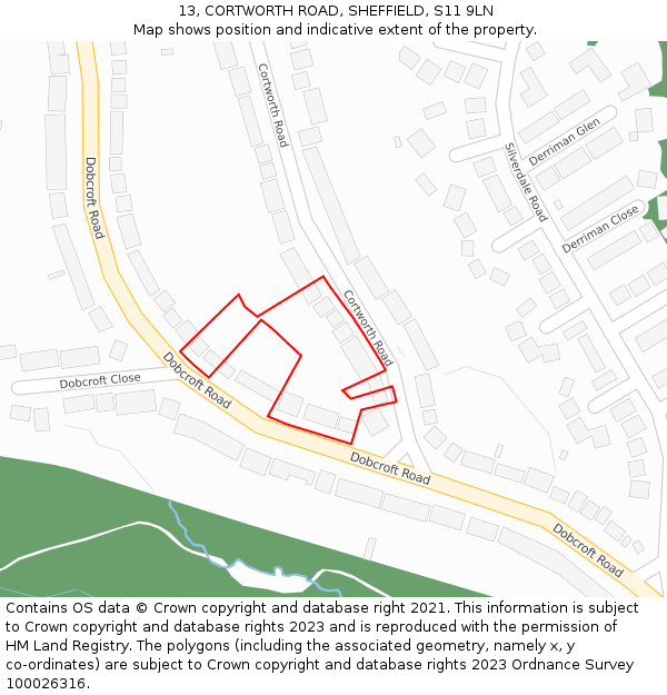 13, CORTWORTH ROAD, SHEFFIELD, S11 9LN: Location map and indicative extent of plot