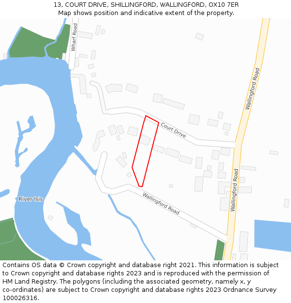 13, COURT DRIVE, SHILLINGFORD, WALLINGFORD, OX10 7ER: Location map and indicative extent of plot