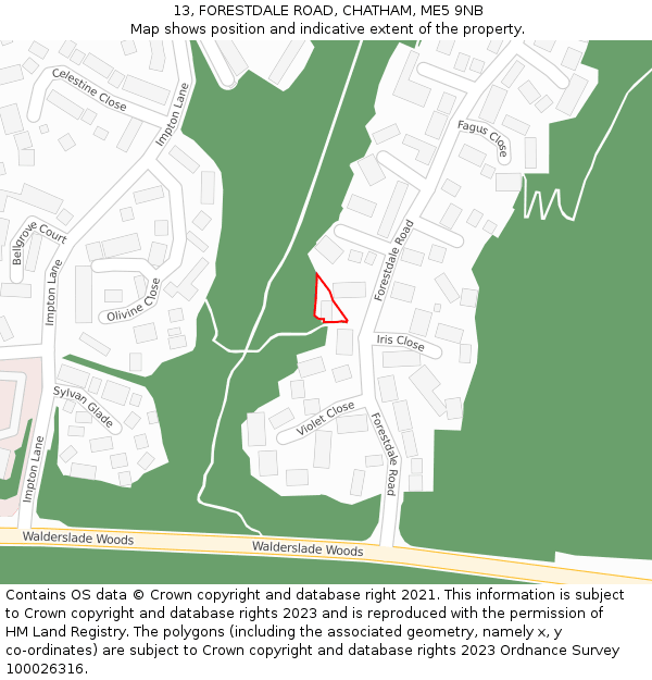 13, FORESTDALE ROAD, CHATHAM, ME5 9NB: Location map and indicative extent of plot